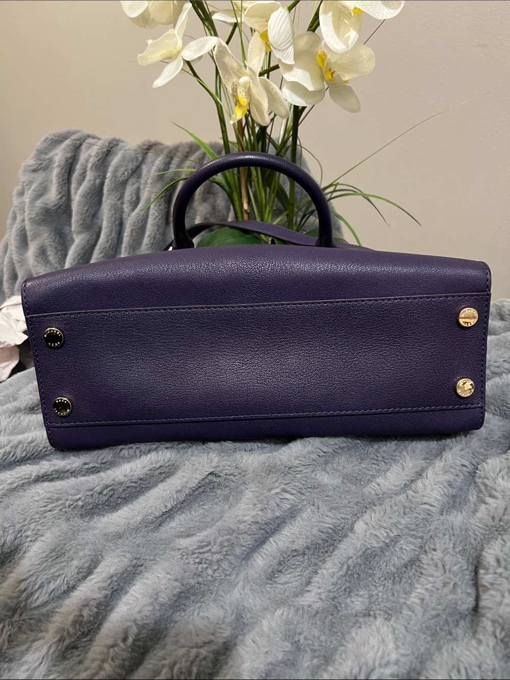 Michael Kors Hamilton East West Purple Leather Satchel Retail $348 EUC - Picture 7 of 8